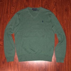 Polo Green V Neck Long Sleeve